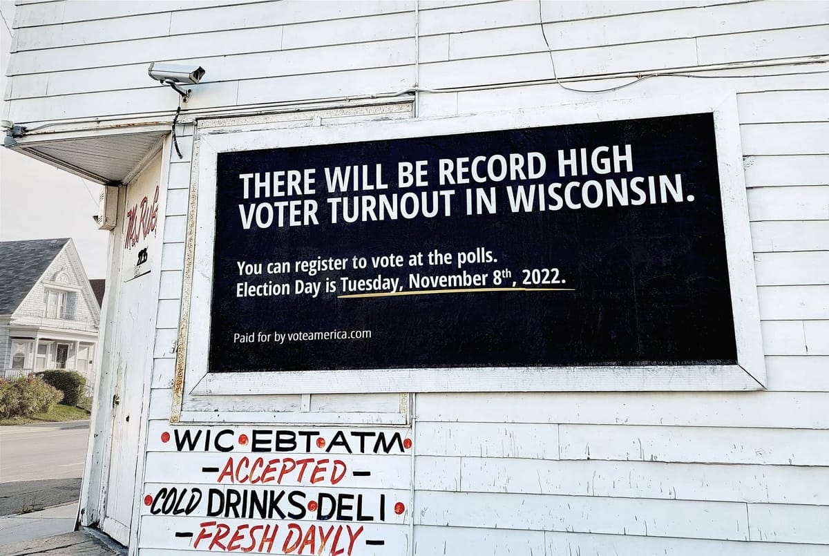 VoteAmerica's 2022 Wisconsin billboard advertising program